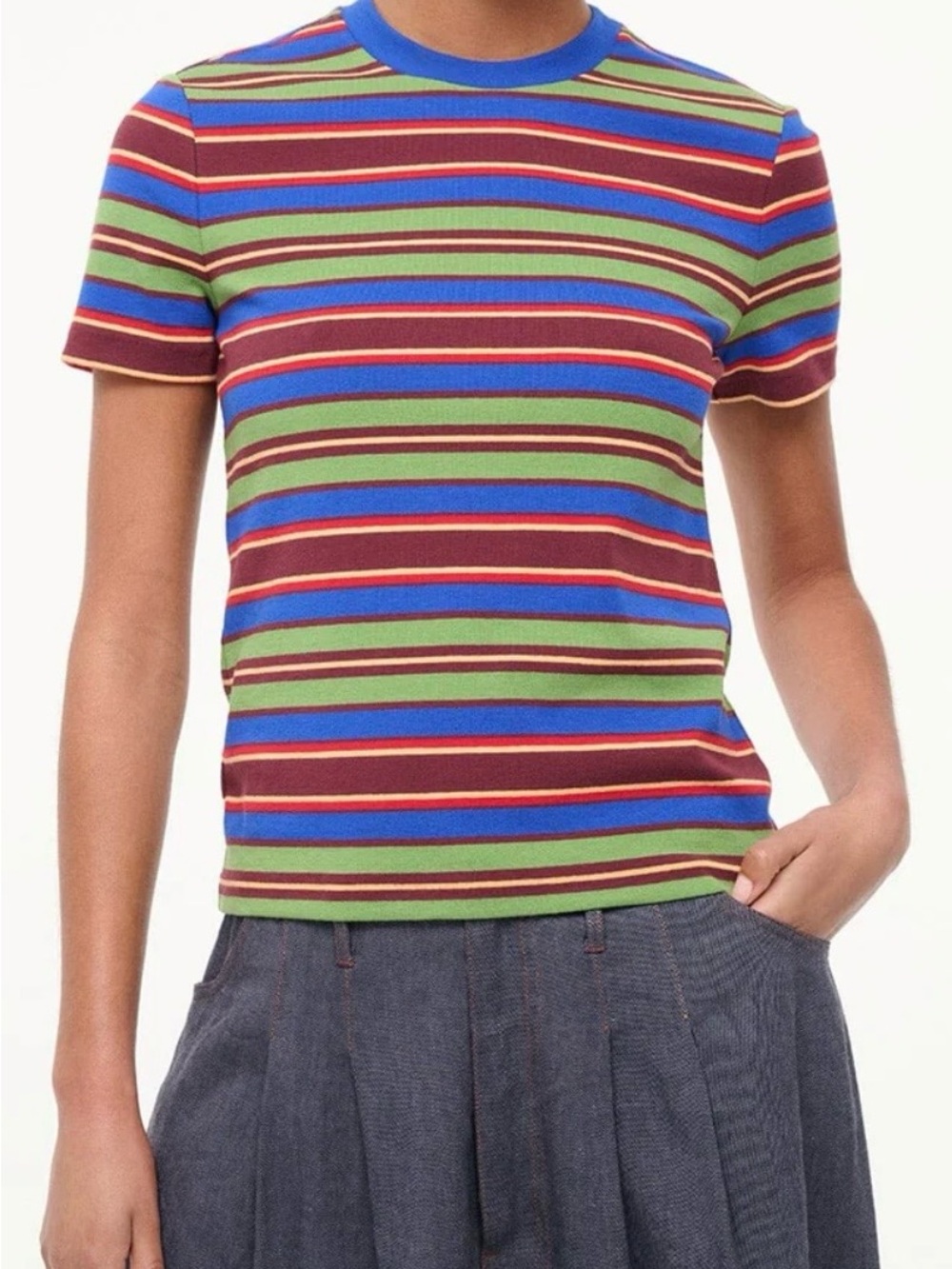 STAUD Weekend Tee in Spectrum Stripe